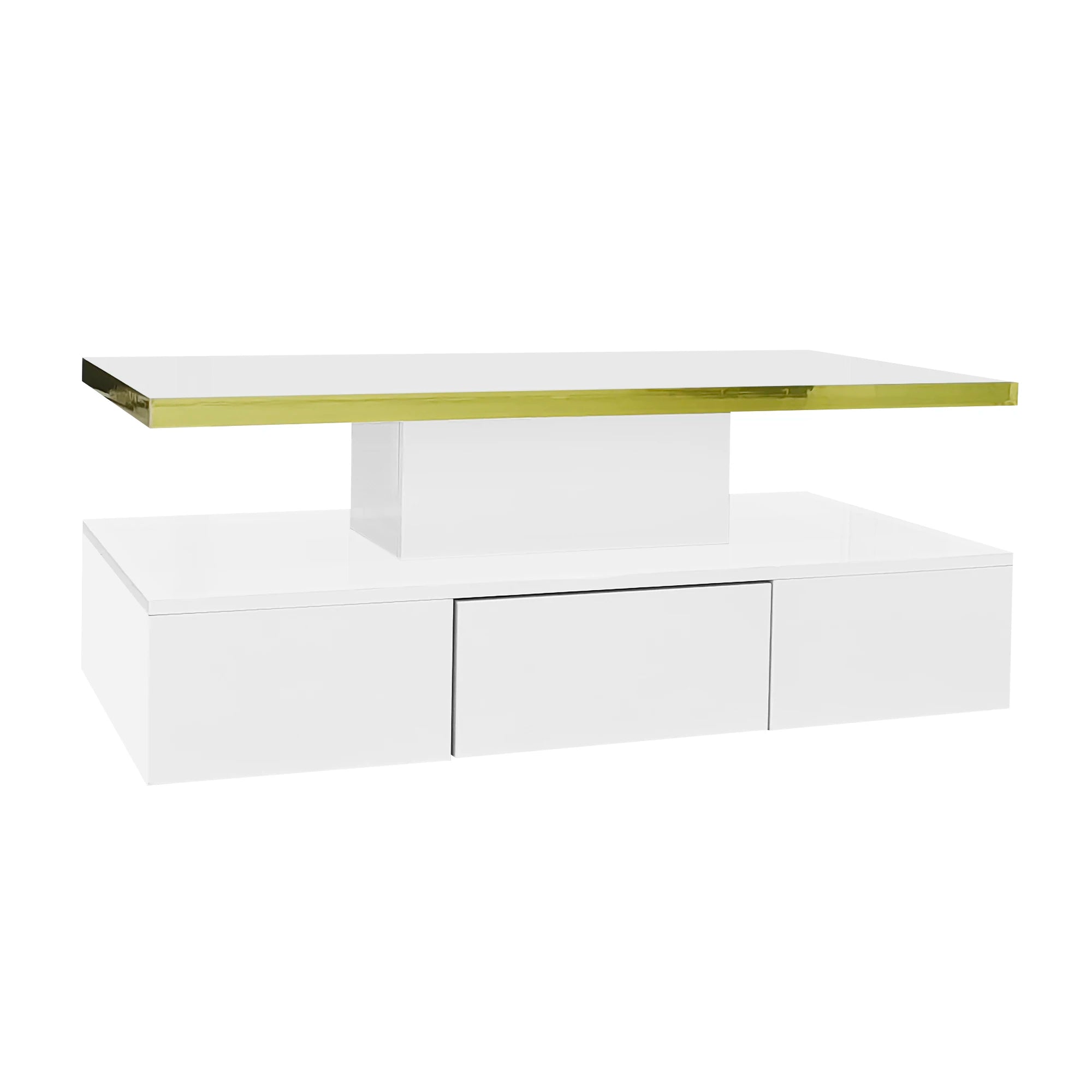 Table basse rectangulaire moderne et brillante avec éclairage LED -