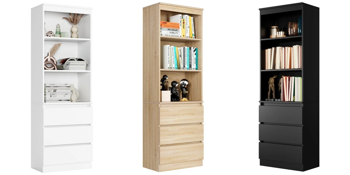 Étagère blanche bois moderne 60x35x180cm -