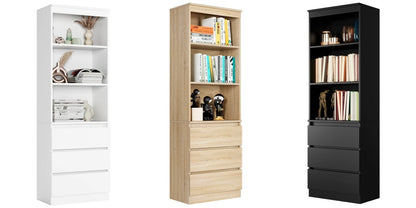 Étagère blanche bois moderne 60x35x180cm -