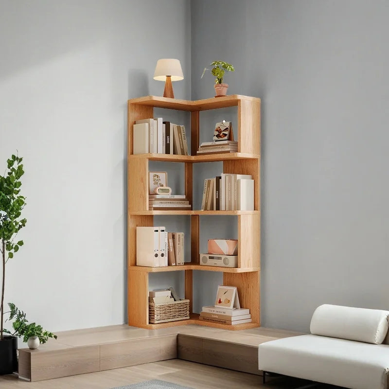 Étagère livre d'angle en bois massif moderne -
