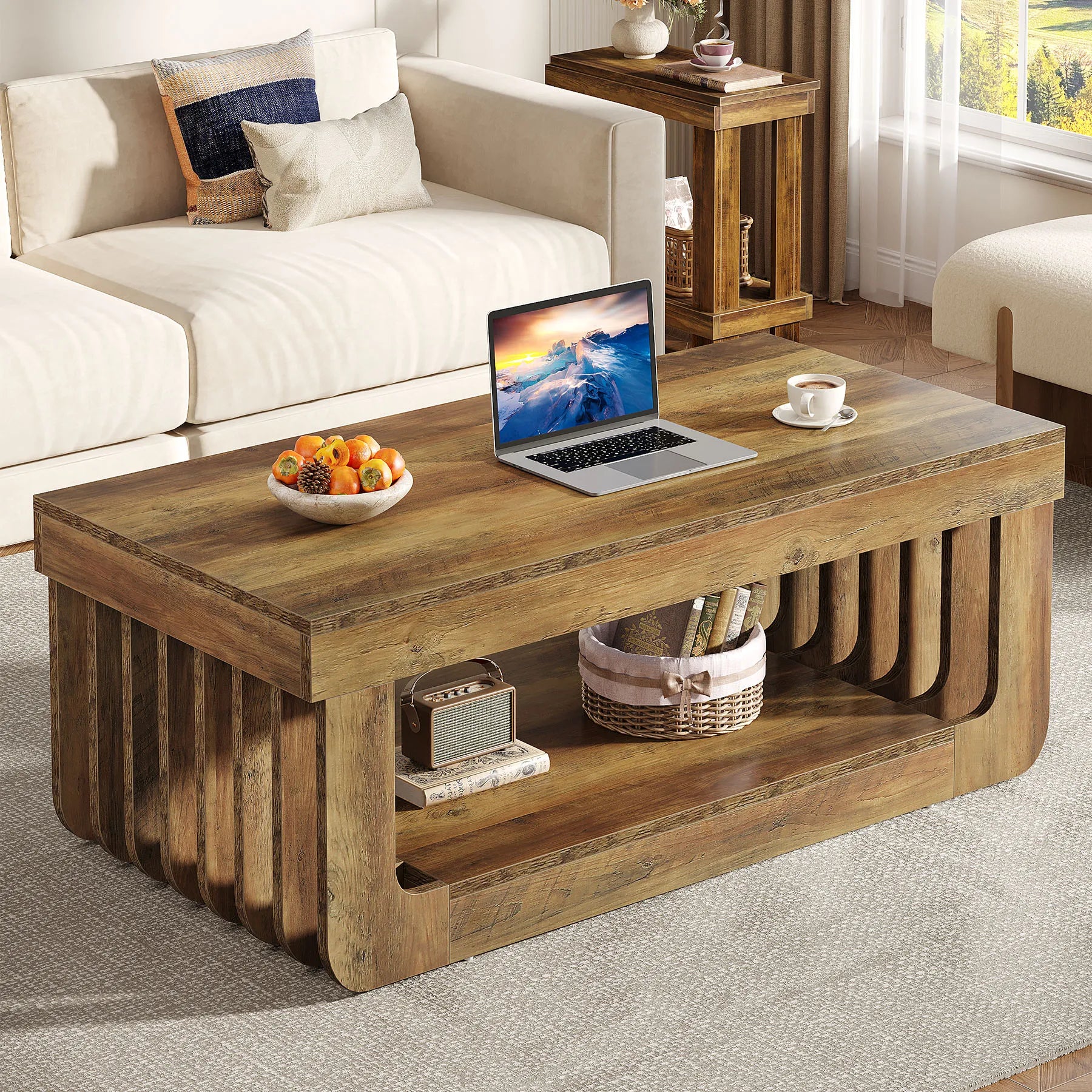 Table basse pas cher de luxe - Marron rustique Table basse