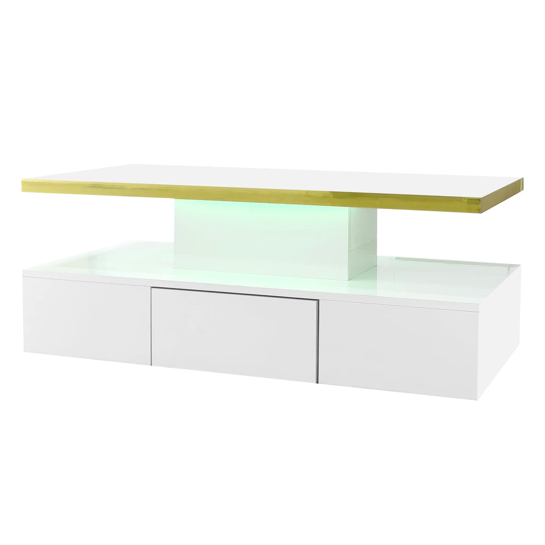 Table basse rectangulaire moderne et brillante avec éclairage LED -