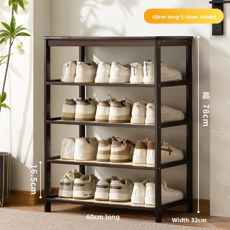 Meuble à chaussure bas d'entrée en bois massif - 5 étages-60cm