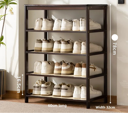 Meuble à chaussure bas d'entrée en bois massif - 5 étages-60cm