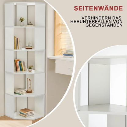 Étagère d'angle blanc à 6 niveaux -