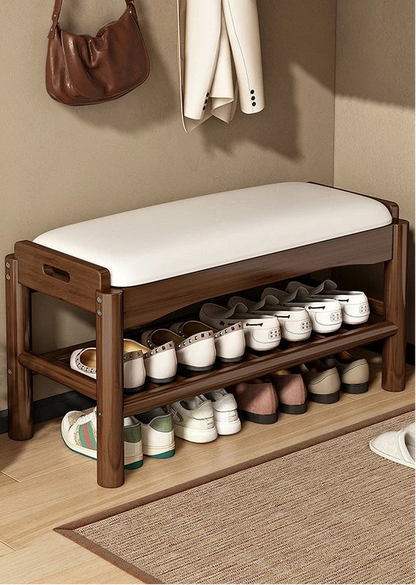 Meuble à chaussure en bois avec tabouret pour l'entrée de la maison - B - 80cm