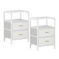 Table de chevet 2 ensembles avec doubles tiroirs - Blanc Table de chevet