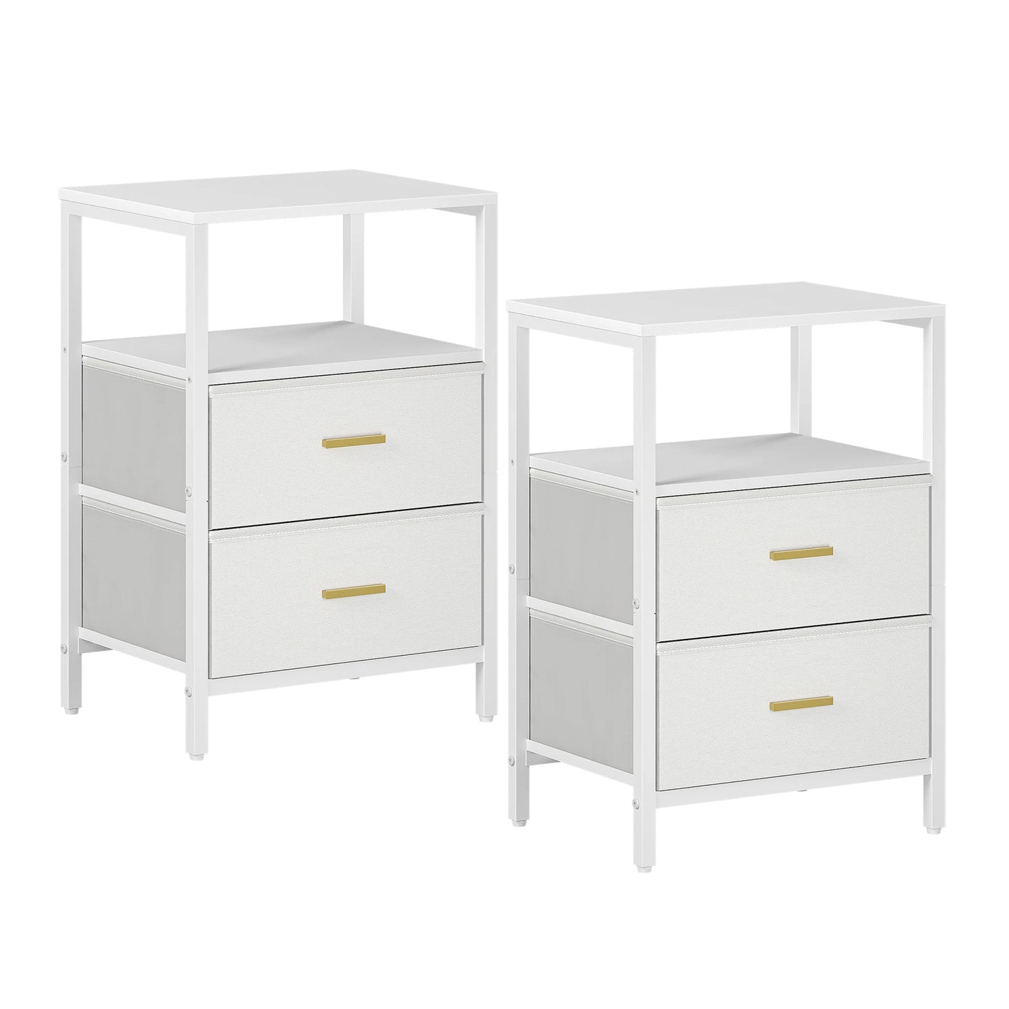 Table de chevet 2 ensembles avec doubles tiroirs - Blanc Table de chevet