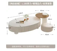 Table basse bois moderne apparence ovale - 120cm 60cm 2