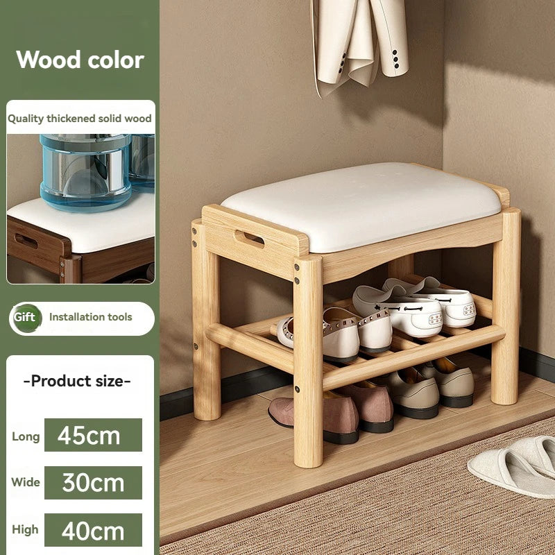 Meuble à chaussure en bois avec tabouret pour l'entrée de la maison - C - 45cm