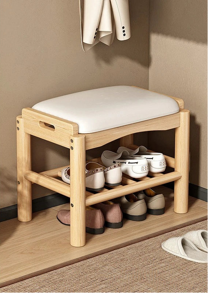 Meuble à chaussure en bois avec tabouret pour l'entrée de la maison - C - 45cm
