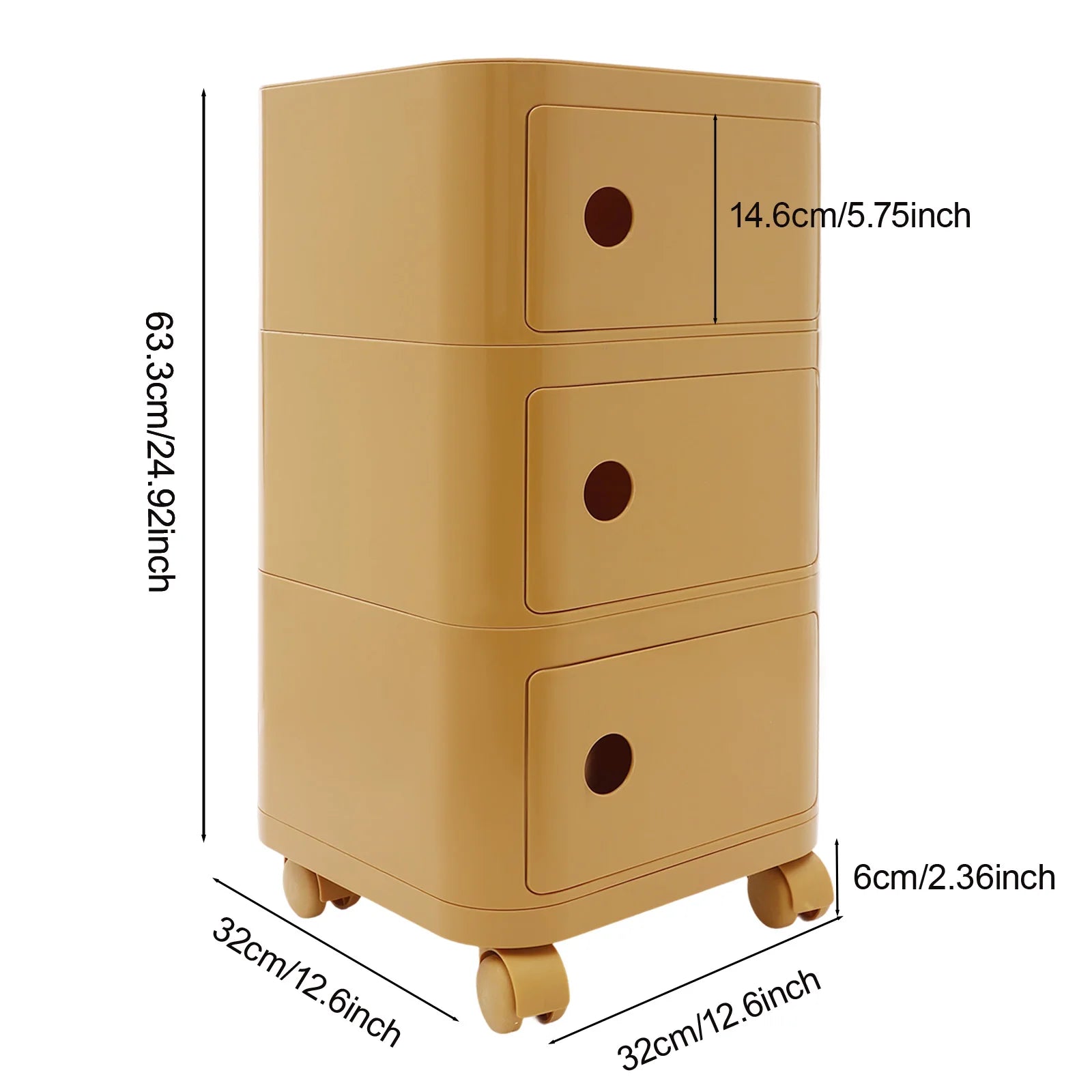 Table de chevet 3 niveaux en ABS -