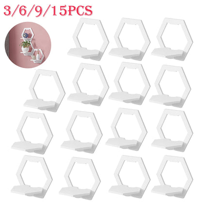étagère murale flottante hexagonale 3 à 15Pcs -