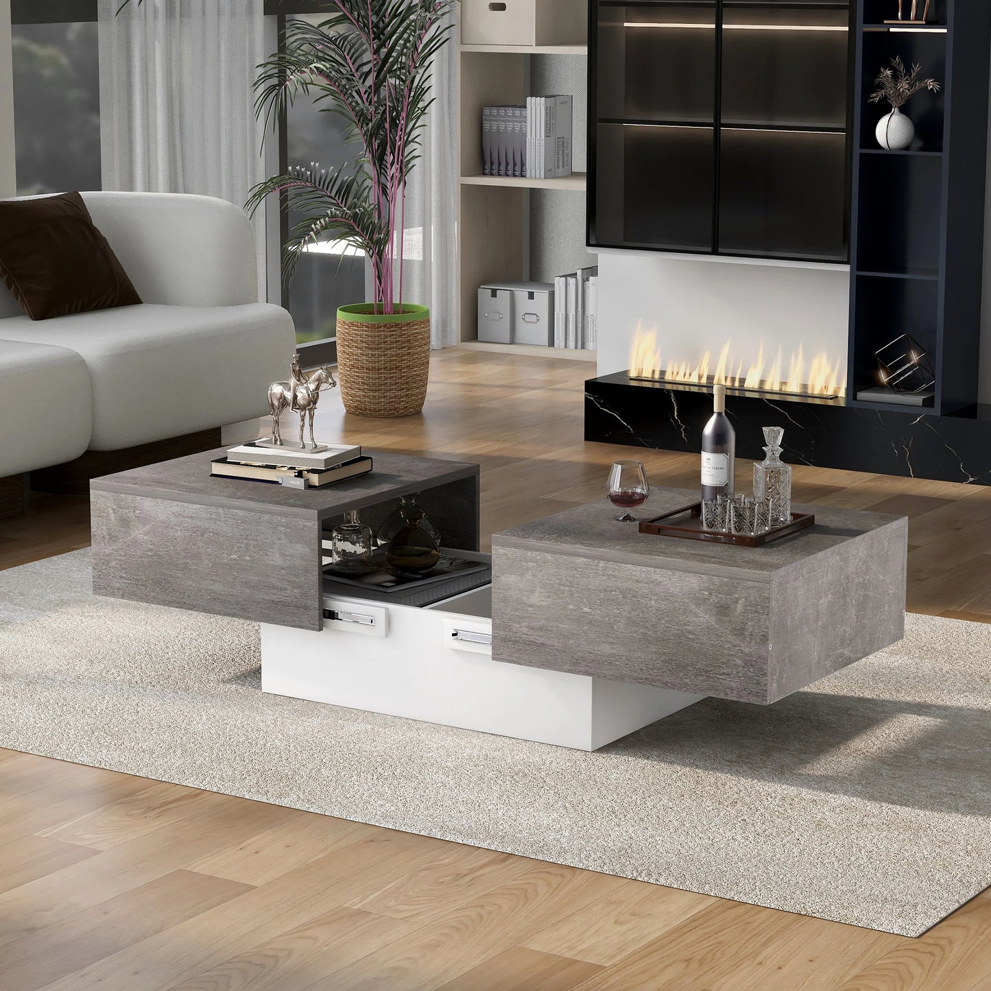 Table basse modulable sur le coté -