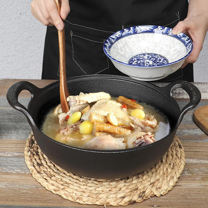 Poêle en fonte wok en forme mini casserole -