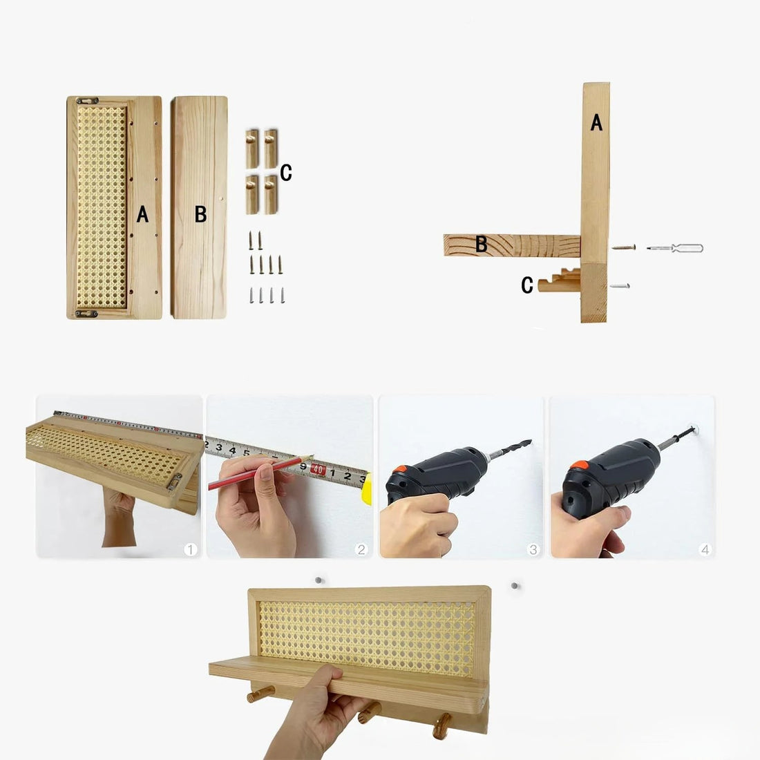 étagère bois murale porte clé et autres -
