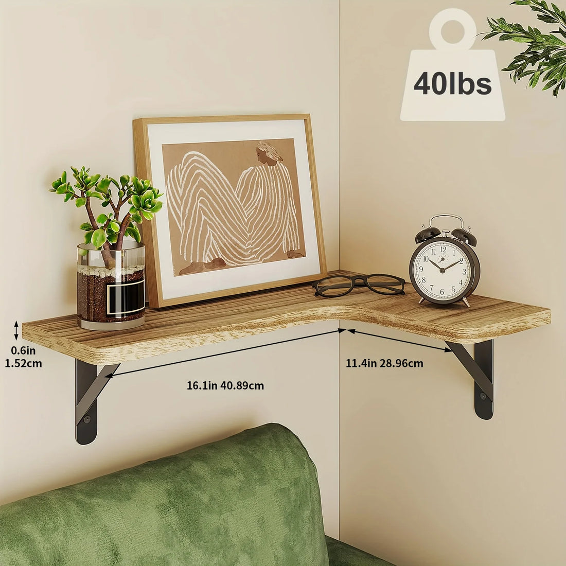étagère murale en bois flottante rustique pour angle -