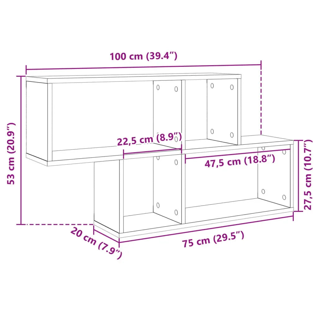 étagère murale toilette 100x20x53 cm -