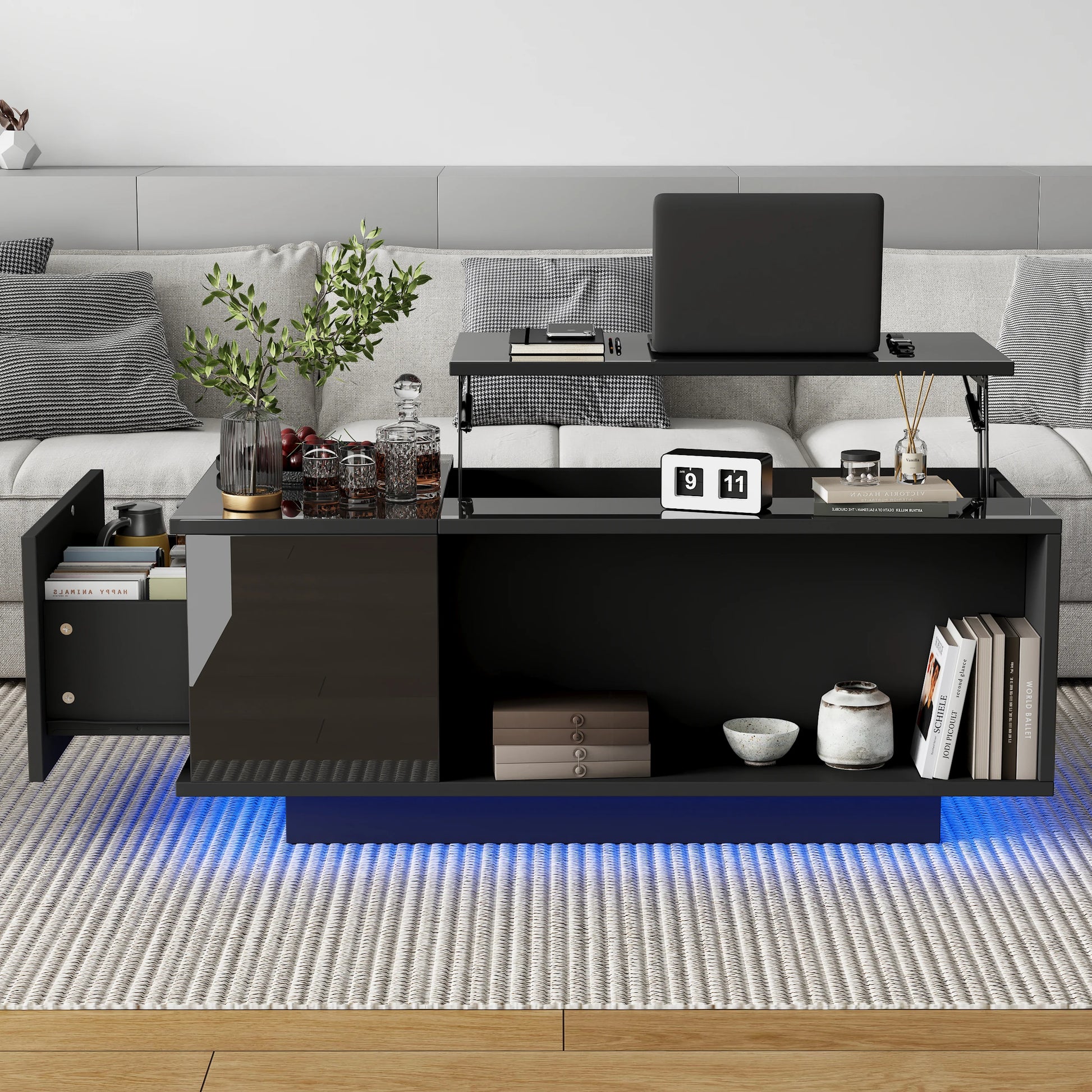 Table basse hauteur réglable 100×50×40 cm -