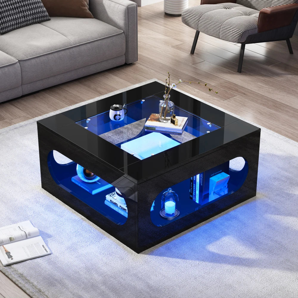 Table basse bar avec plateau verre trempé -
