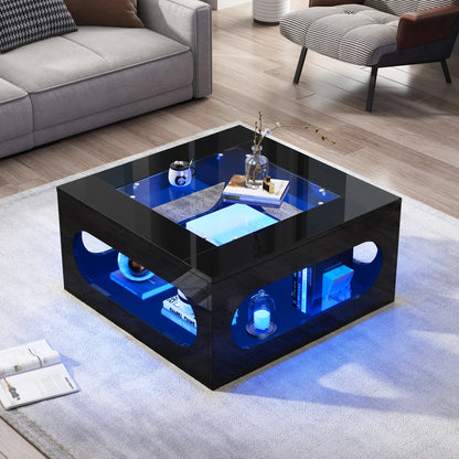Table basse bar avec plateau verre trempé -