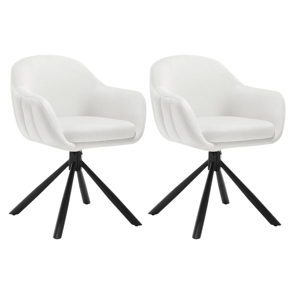 Chaise salle à manger pivotante de luxe premium 2 pièces - Cream velours Chaise salle à manger