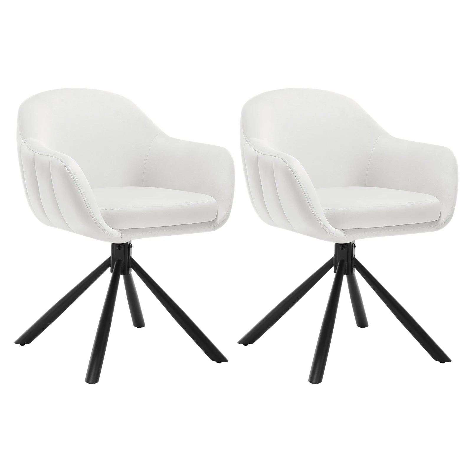 Chaise salle à manger pivotante de luxe premium 2 pièces - Cream velours Chaise salle à manger