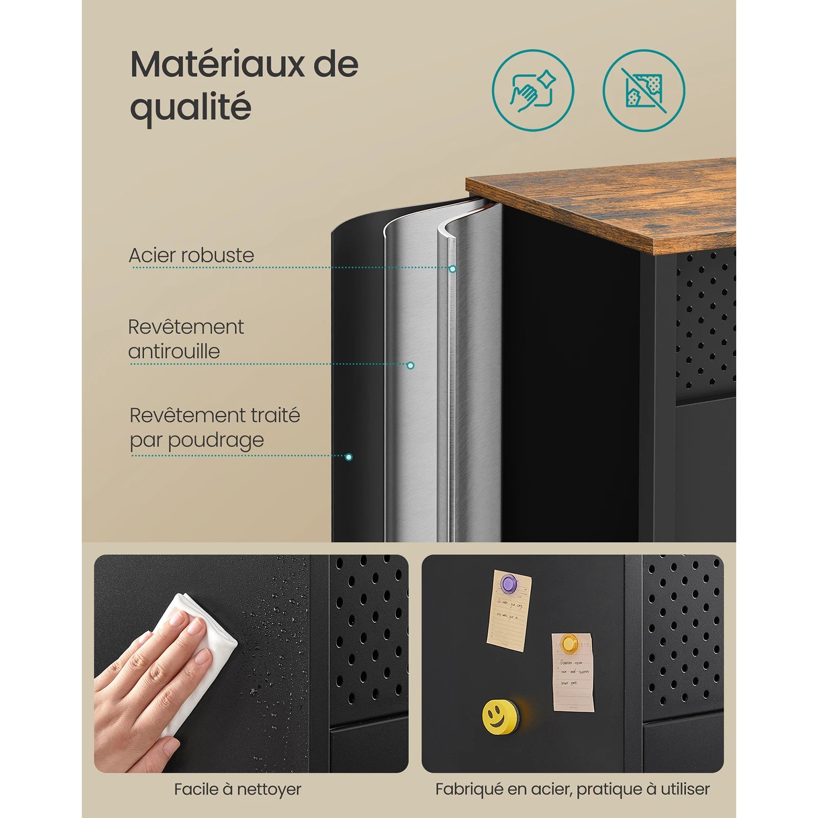 Meuble de rangement métallique à doubles portes -