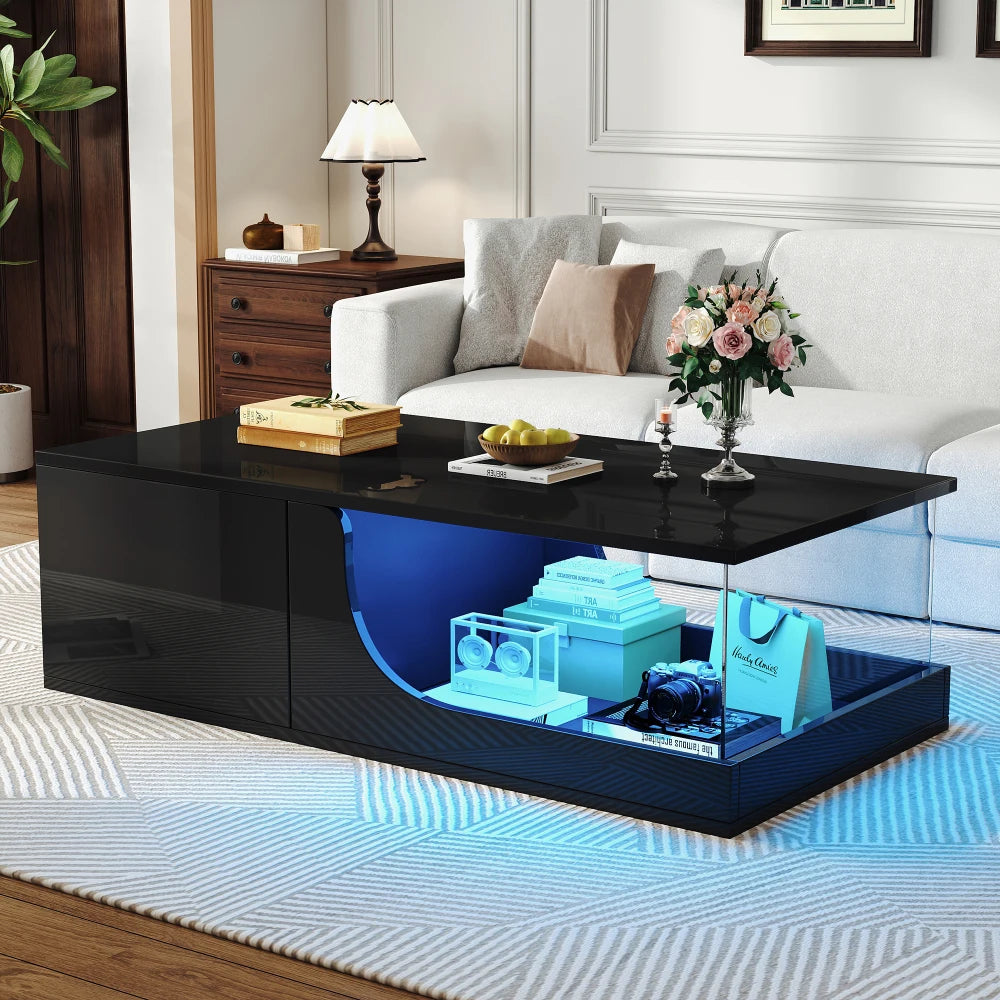 Table basse rectangulaire noir majestueuse 100*50*30cm -