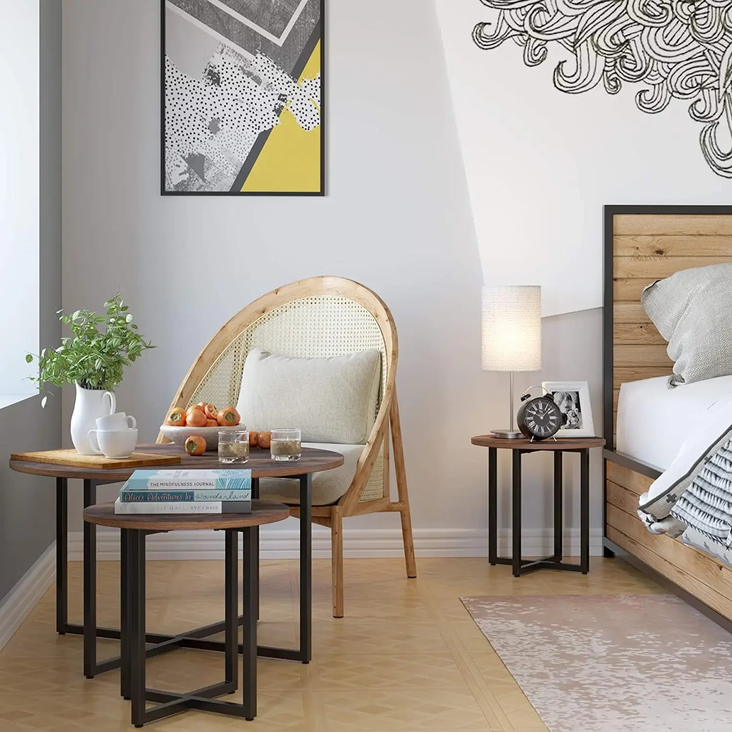 Table basse bois ancien 2Pcs-Set -