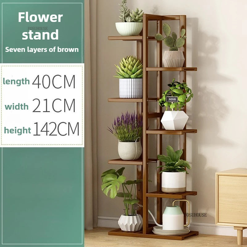 Étagère plante en bois massif pour balcon - EA