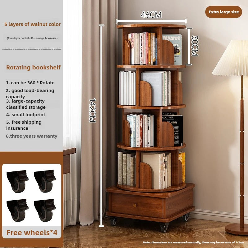 Étagère livre en bois rotatif - D