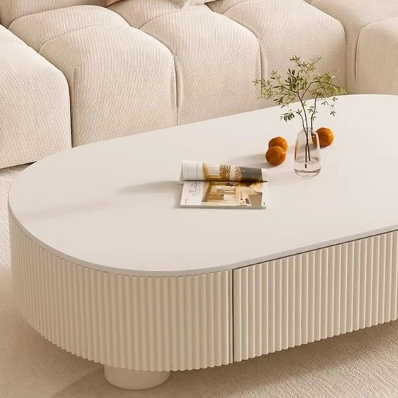 Table basse bois moderne apparence ovale -