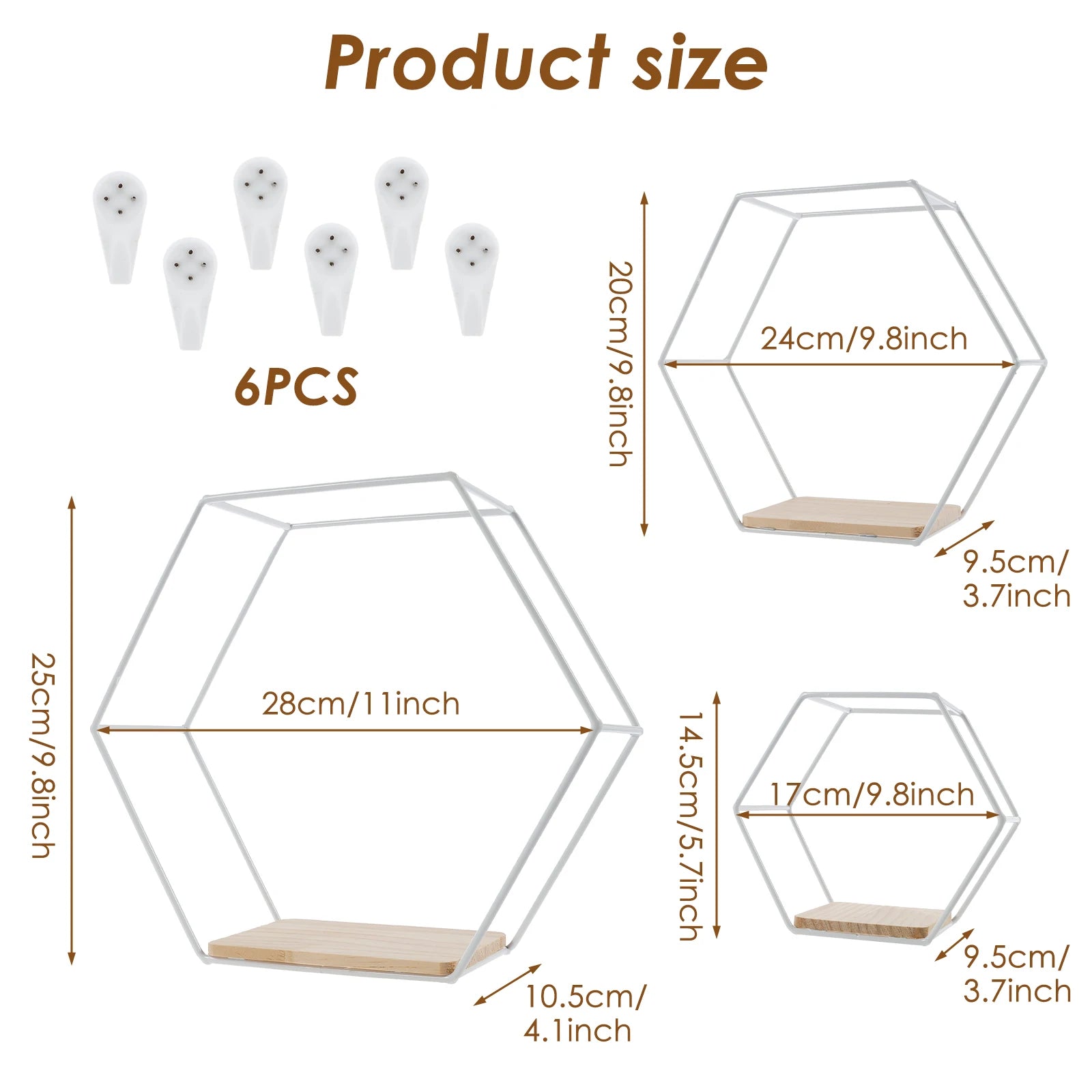 étagère murale en métal 3Pcs -