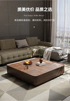 Table basse bois noir de forme carrée avec tiroirs de rangement -