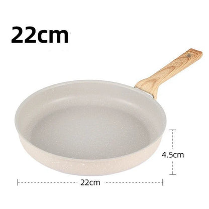 Poêle céramique compatible à induction avec poignée en bois -