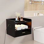 Table de nuit à un tiroir avec une bande lumineuse - Table de nuit 1pcs Noir