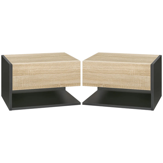 Table de chevet murale 2 ensembles 46x30x30 cm - Oak Noir 46X30X30 cm Table de chevet