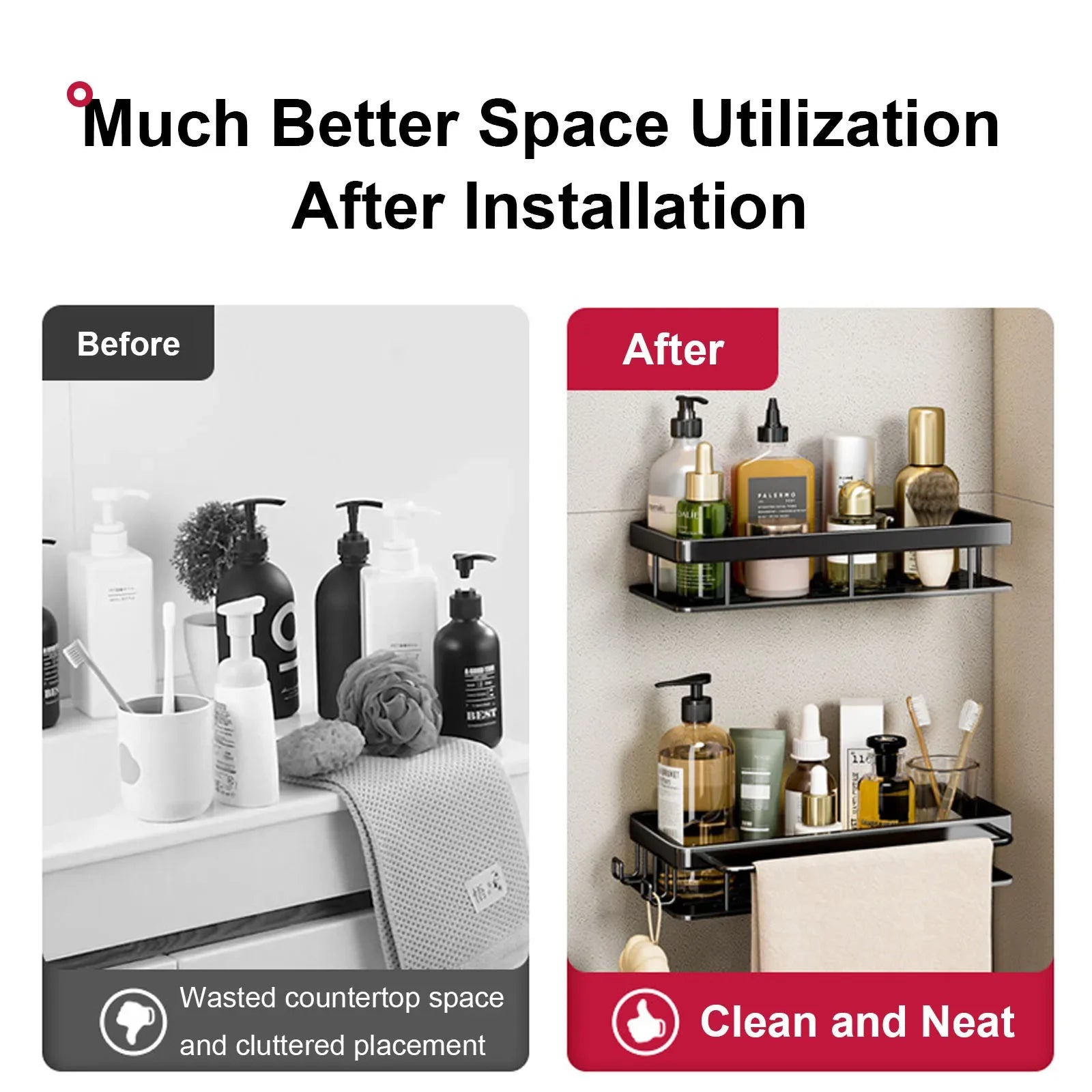 Étagère salle de bain noir à suspendre -