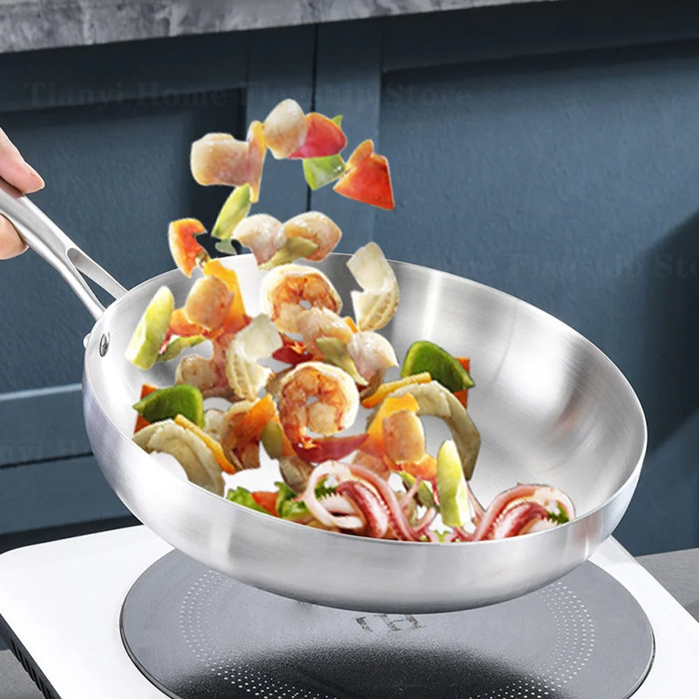 Poêle inox 30cm wok adhésif -