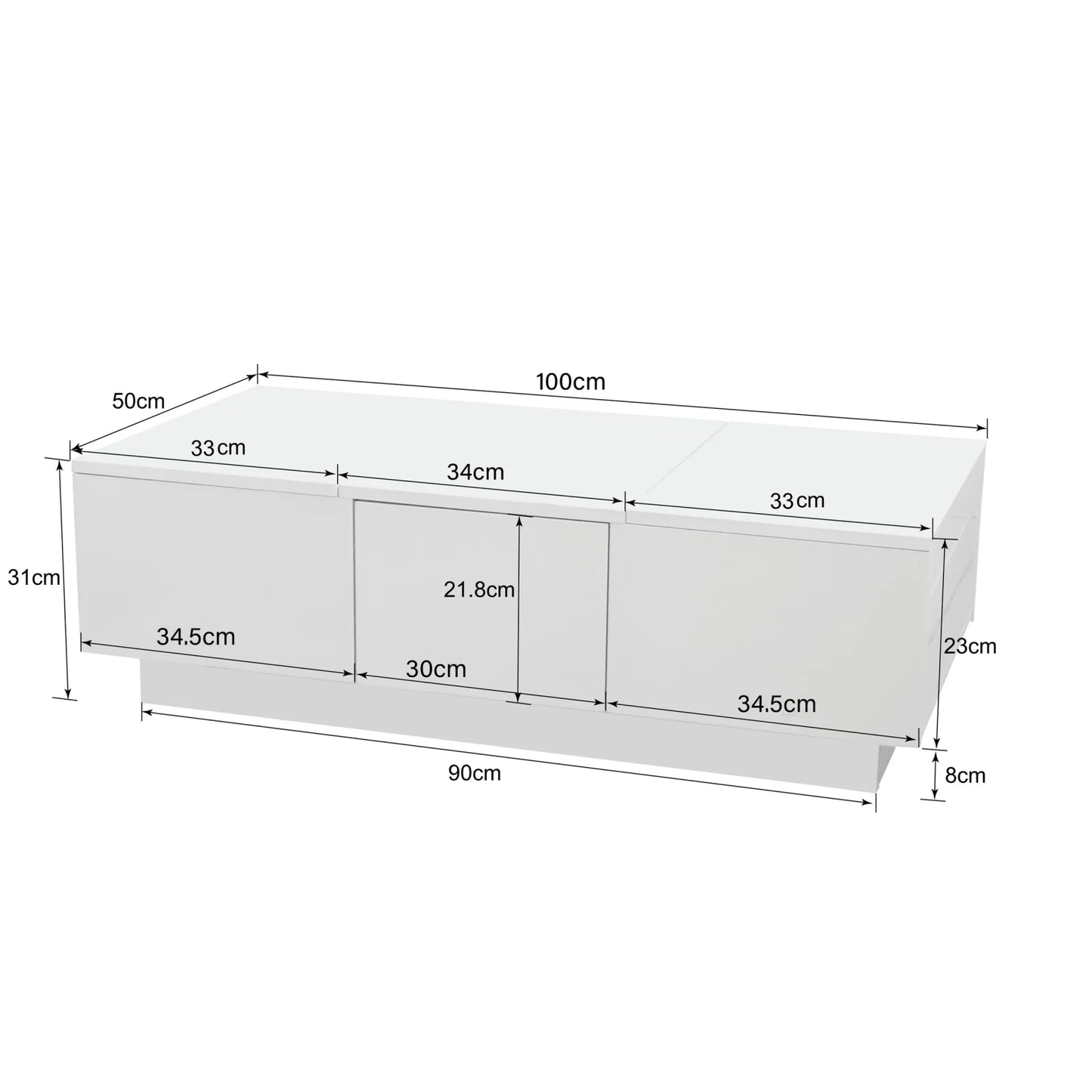 Table basse coffre 100×50×31cm -