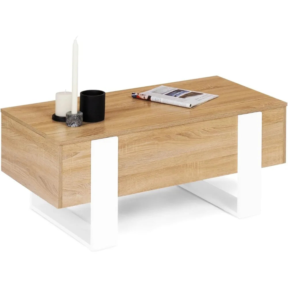 Table basse bois naturel clair élevable -