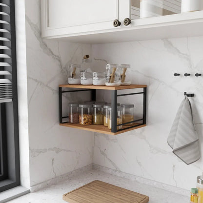 Table de nuit bois clair et métal pour mur à LED -