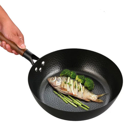 Poêle en fonte wok antiadhésif compatible avec le gaz et l'induction -