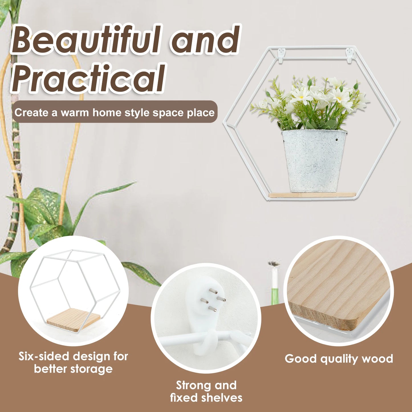 étagère murale en métal 3Pcs -