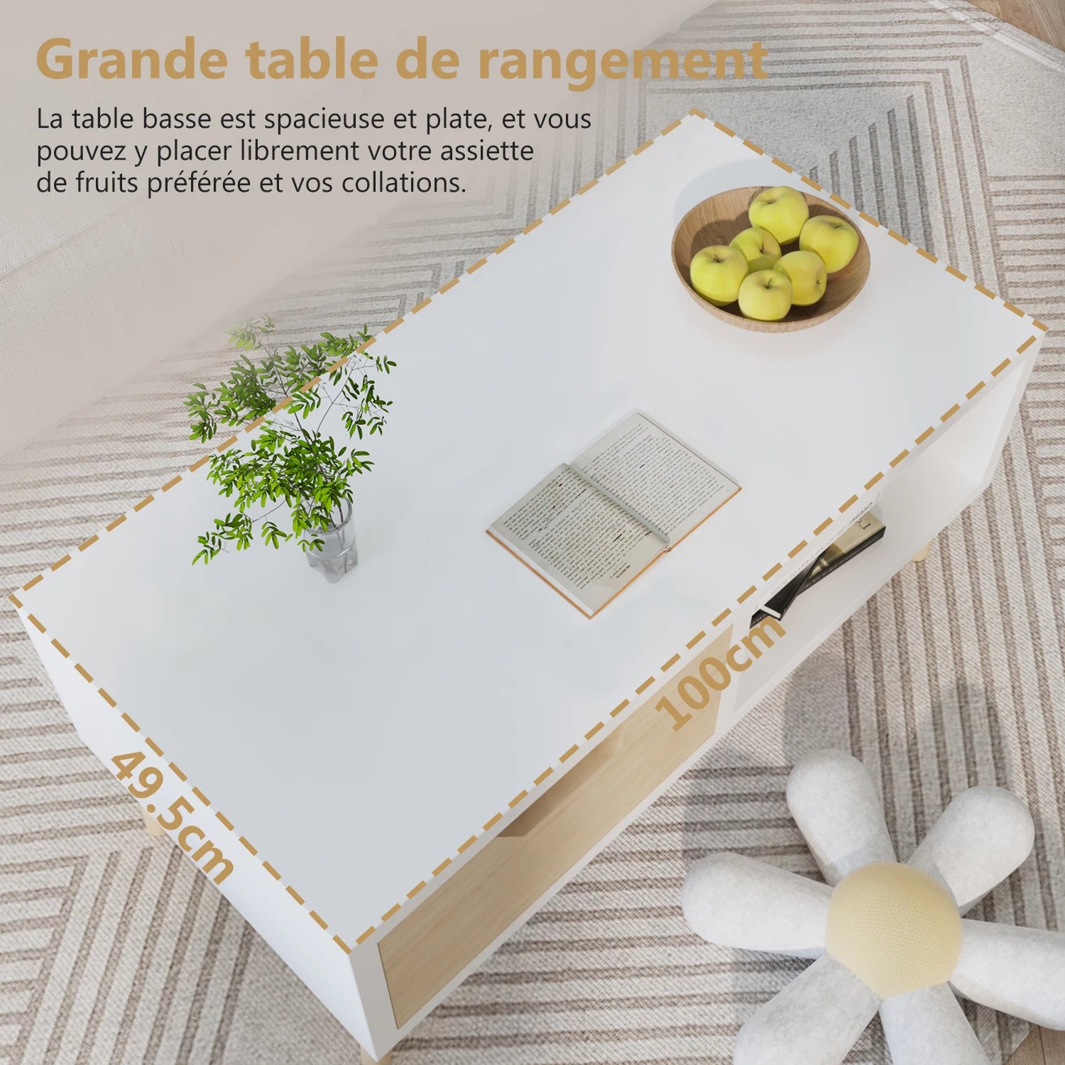Table basse en bois massif moderne pour salon -