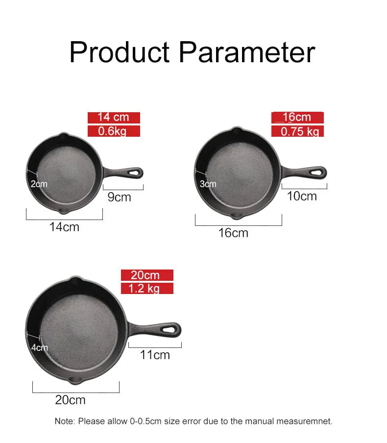 Poêle en fonte à poignée en forme de goutte d'eau -