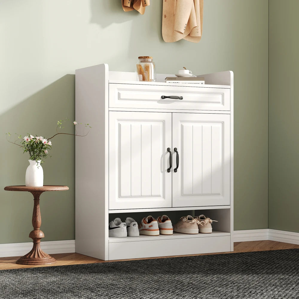 Meuble à chaussure moderne à poignées noires - 75×36×95.5cm -