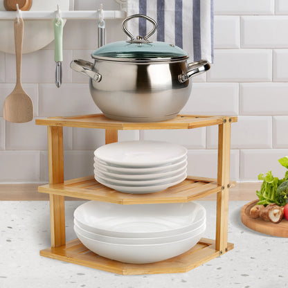 Étagère d'angle bambou moderne -