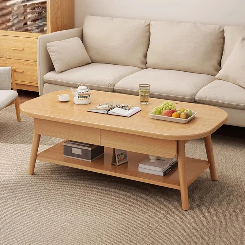 Table basse bois design à doubles plateaux -